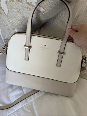 kate spade Two-Tone Cream and Beige Dome Satchel with Gold Hardware